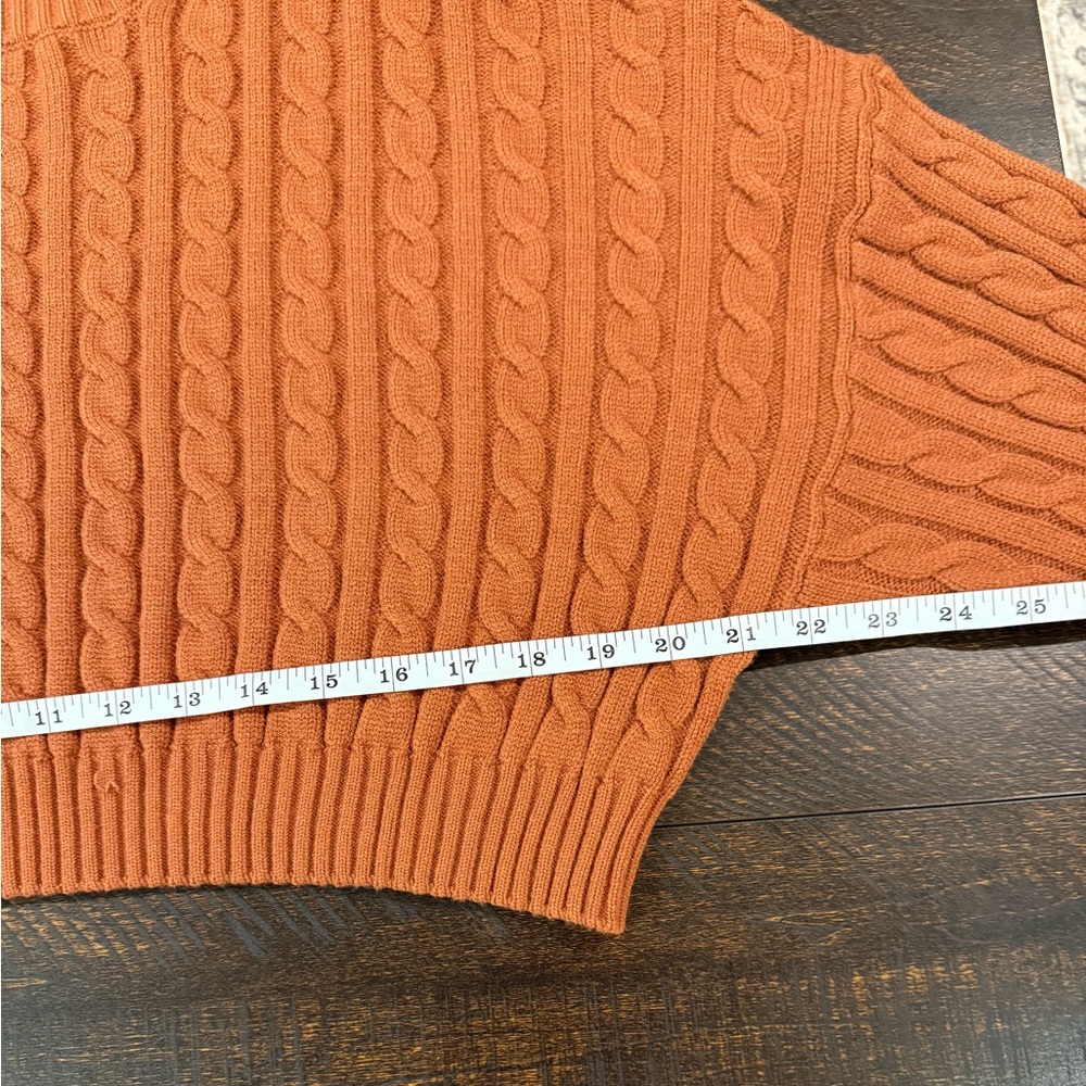 Altar’d State Rust Cable Knit Cropped Sweater Balloon Sleeve Cozy Boho Large - Picture 5 of 10